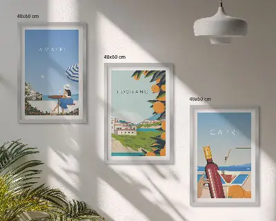 Keretezett képszett hálószobába amalfi, positano és capri mintával