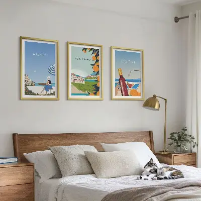 Keretezett képszett hálószobába amalfi, positano és capri mintával
