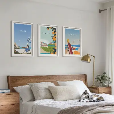 Keretezett képszett hálószobába amalfi, positano és capri mintával
