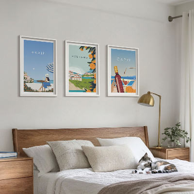 Keretezett kép szett hálószobába Amalfi, Positano és Capri