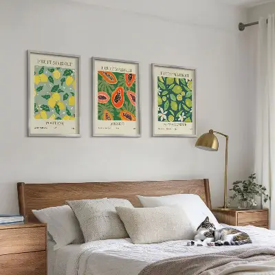 Fali dekorációs képkészlet gyümölcsös citrom és papaya mintákkal
