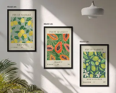 Fali dekorációs képkészlet gyümölcsös citrom és papaya mintákkal