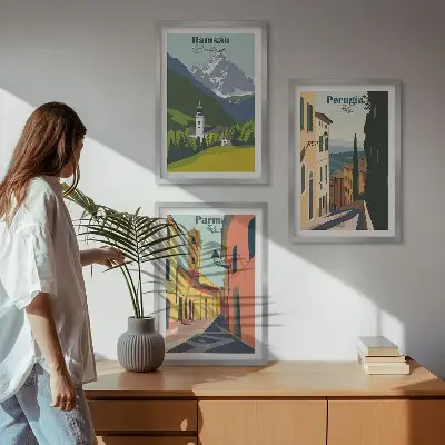 Keretezett képszett hálószobába hegyi tájak és olaszországi témák