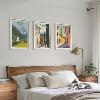 Keretezett képszett hálószobába hegyi tájak és olaszországi témák