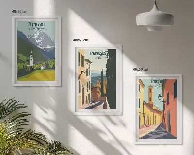 Keretezett képszett hálószobába hegyi tájak és olaszországi témák