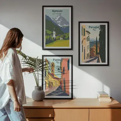 Keretezett képszett hálószobába hegyi tájak és olaszországi témák