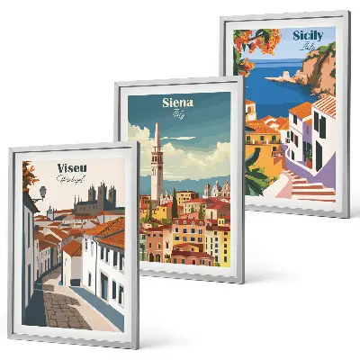 Keretezett képszett hálószobába retro stílusú illusztrációk világvárosokról