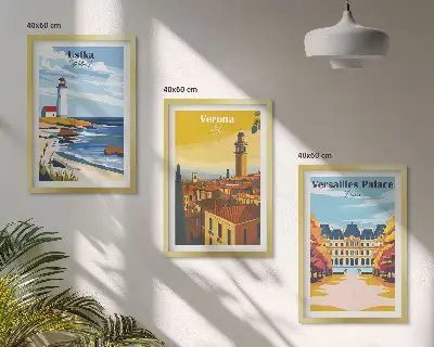 Keretezett képszett hálószobába Kilátás a városok tengerére mintával