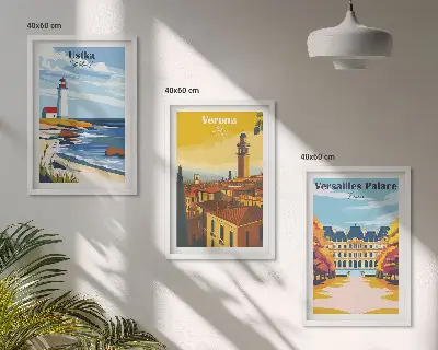Keretezett képszett hálószobába Kilátás a városok tengerére mintával