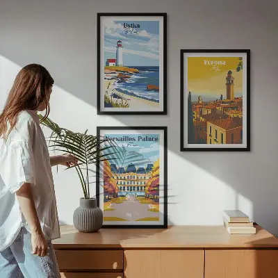 Keretezett képszett hálószobába Kilátás a városok tengerére mintával