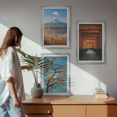 Japán természeti tájakat ábrázoló kép keretezett szett hálószobába