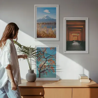 Japán természeti tájakat ábrázoló kép keretezett szett hálószobába