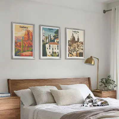 Keretezett képszett hálószobába kilátás Sedonára, Sintrára és Vallettára retro stílusban
