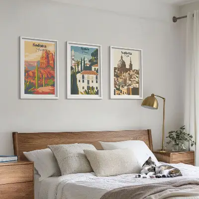 Keretezett képszett hálószobába kilátás Sedonára, Sintrára és Vallettára retro stílusban