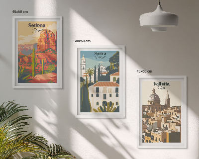 Keretezett kép szett hálószobába Kilátás Sedona Sintra Valletta retro