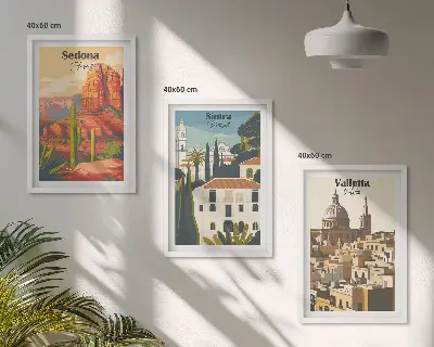 Keretezett képszett hálószobába kilátás Sedonára, Sintrára és Vallettára retro stílusban