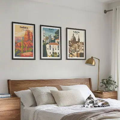 Keretezett képszett hálószobába kilátás Sedonára, Sintrára és Vallettára retro stílusban