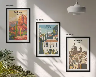 Keretezett képszett hálószobába kilátás Sedonára, Sintrára és Vallettára retro stílusban