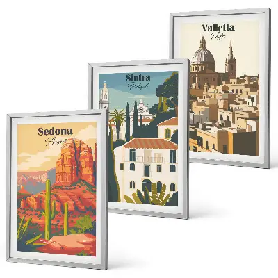 Keretezett képszett hálószobába kilátás Sedonára, Sintrára és Vallettára retro stílusban