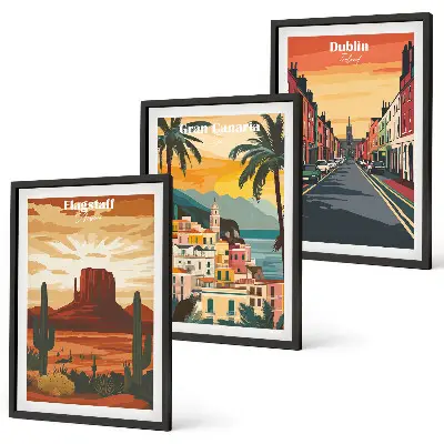Fali dekoráció képkészlet természetes városi tájképekkel