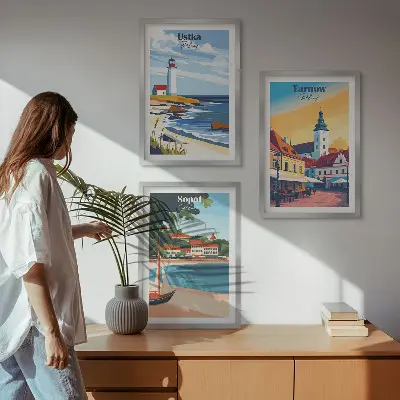Keretezett kép szett hálószobába városi kilátás Ustka Tarnów és Sopot motívummal