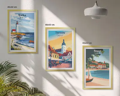 Keretezett kép szett hálószobába városi kilátás Ustka Tarnów és Sopot motívummal