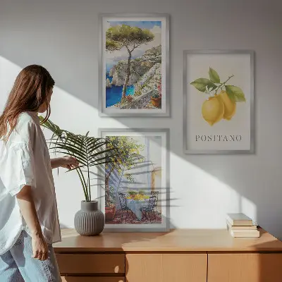 Positanói kilátás citrommal keretezett képszett hálószobába