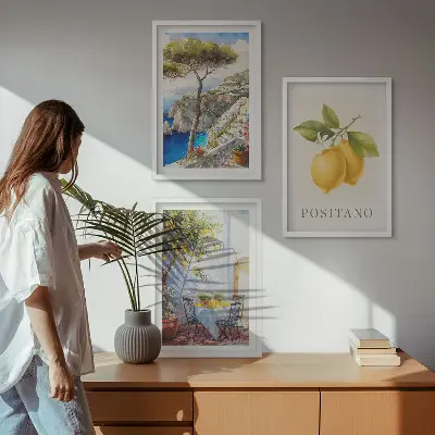 Positanói kilátás citrommal keretezett képszett hálószobába