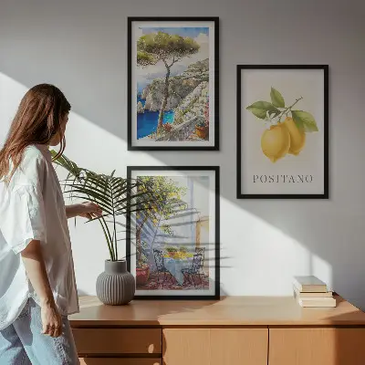 Positanói kilátás citrommal keretezett képszett hálószobába