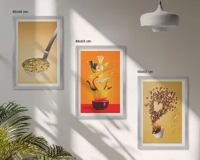Konyhai ételtémájú keretezett képszett hálószobába