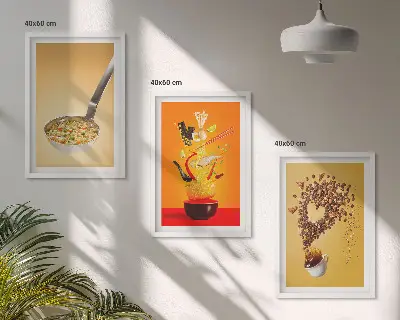 Konyhai ételtémájú keretezett képszett hálószobába