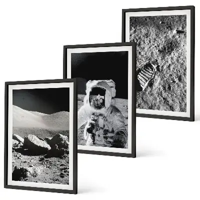 Keretezett képszett hálószobába NASA holdraszállást ábrázoló fotóval