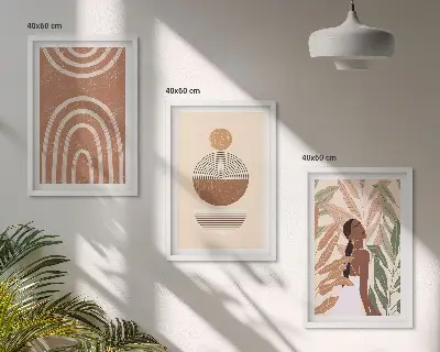 Keretezett képszett hálószobába stílusos növényi mintás és geometrikus motívumokkal