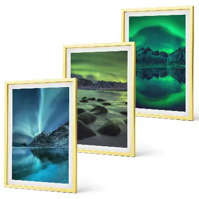 Fali dekoráció képkészlet az aurora borealis téli tájképével