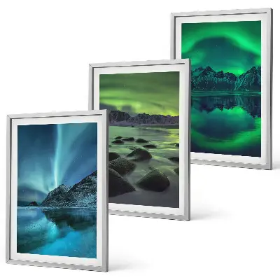 Fali dekoráció képkészlet az aurora borealis téli tájképével