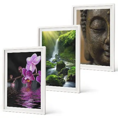 Keretezett képszett hálószobába virágok, vízesés, Buddha és zen szikla mintával