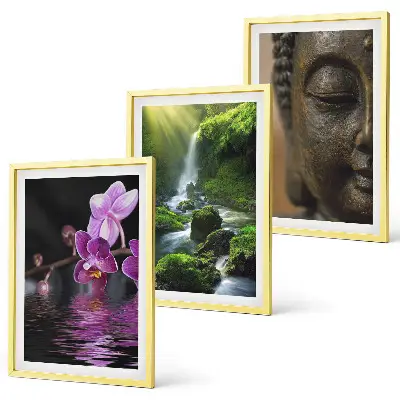 Keretezett képszett hálószobába virágok, vízesés, Buddha és zen szikla mintával