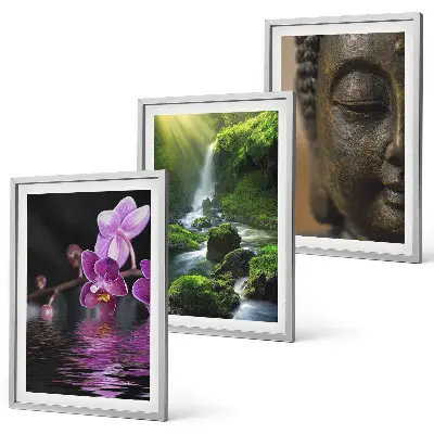 Keretezett képszett hálószobába virágok, vízesés, Buddha és zen szikla mintával