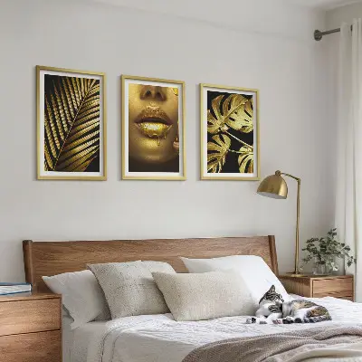 Fali dekorációs képszett monstera pálma és női száj mintával