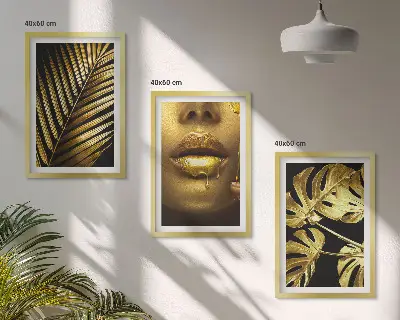 Fali dekorációs képszett monstera pálma és női száj mintával
