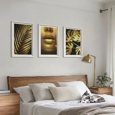 Fali dekorációs képszett monstera pálma és női száj mintával