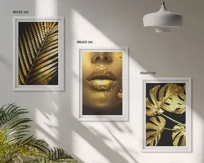 Fali dekorációs képszett monstera pálma és női száj mintával