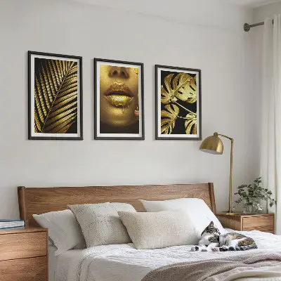 Fali dekorációs képszett monstera pálma és női száj mintával