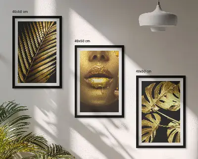 Fali dekorációs képszett monstera pálma és női száj mintával