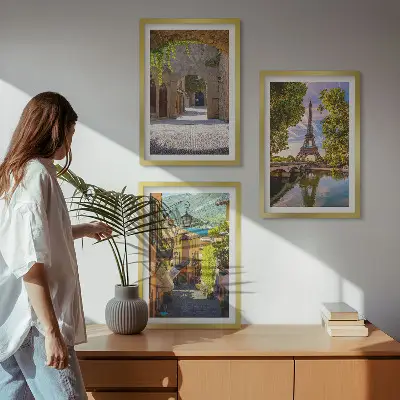 Keretezett képszett hálószobába eiffel-tornyos építészeti utcai mintával