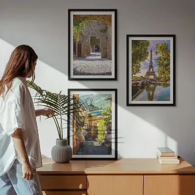 Keretezett képszett hálószobába eiffel-tornyos építészeti utcai mintával