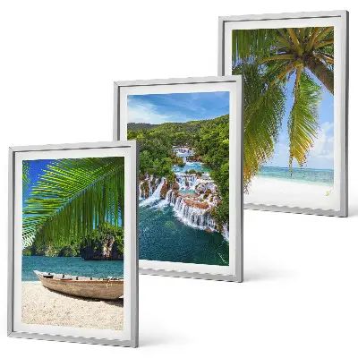 Keretezett képszett hálószobába strand, hajó, vízesések és pálmafák mintával