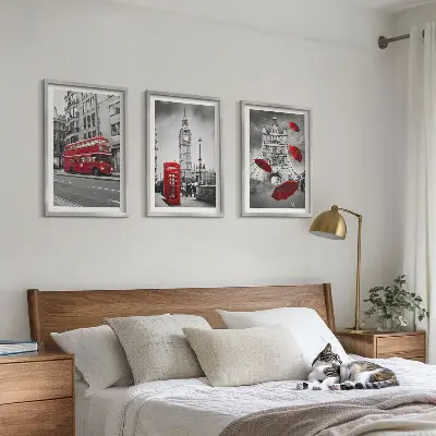 Red Accents London keretezett képszett hálószobai dekoráció