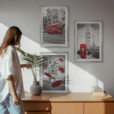 Red Accents London keretezett képszett hálószobai dekoráció
