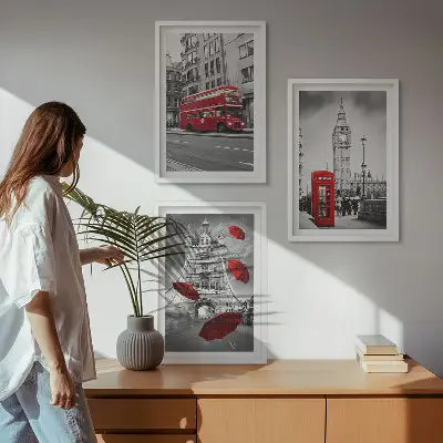 Red Accents London keretezett képszett hálószobai dekoráció